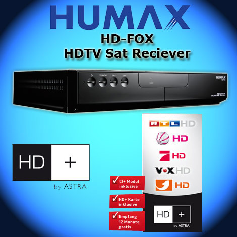 Top Humax Hd Fox Hd-fox Digital Hdtv Sat Receiver Mit Hd+ Karte 12 Monate Gratis