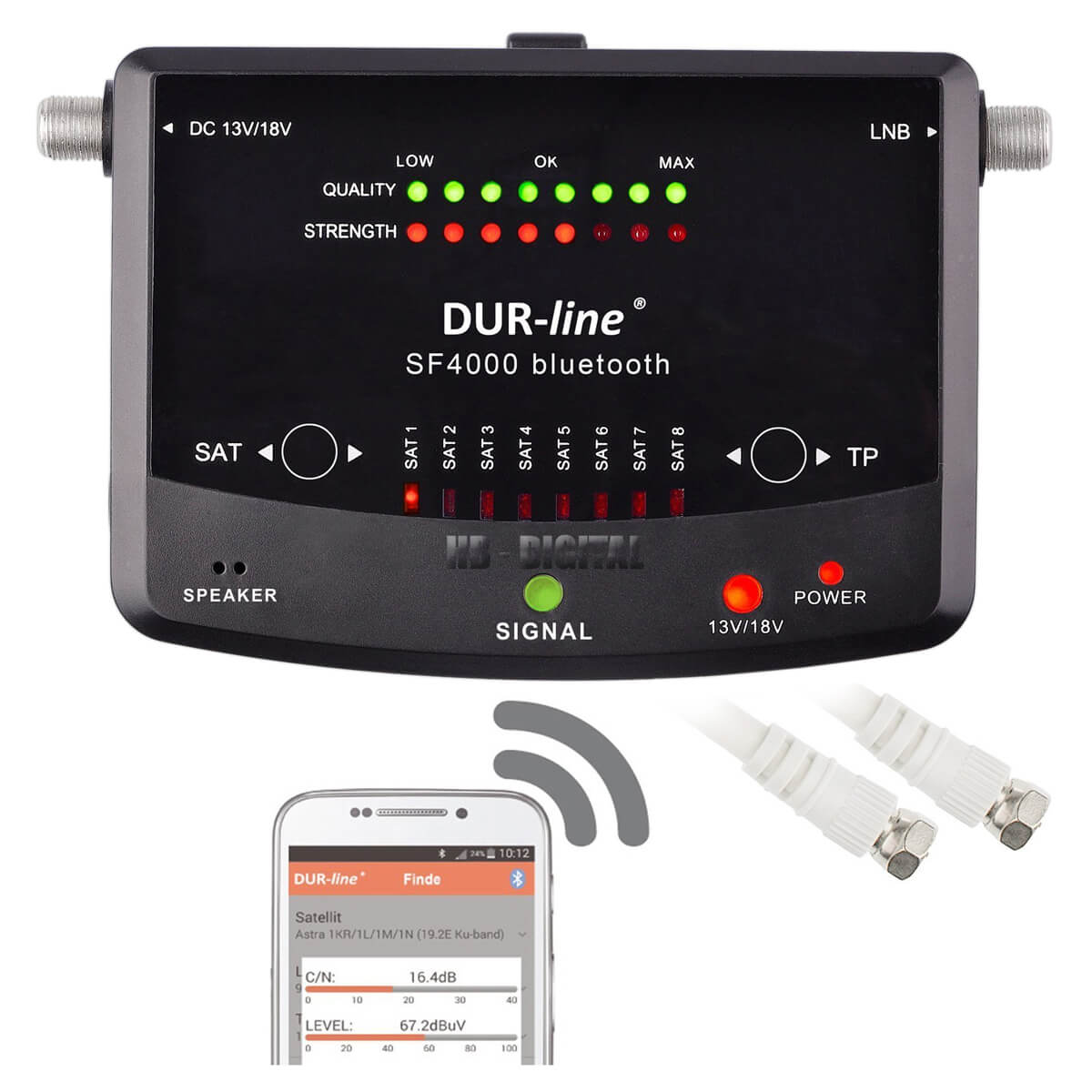 Profi Sat Finder 8 Satelliten SATFINDER Messgerät Bluetooth Dur Line SF