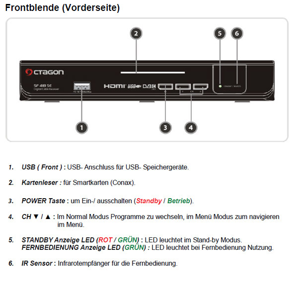 Octagon SF418+ DIGITAL Kabel Receiver SF 418 + DVB C programmierbar