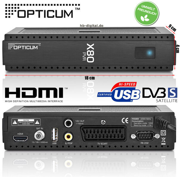 TOP Opticum X80 HDMI PVR Digital Sat Receiver USB DVB S 5908252681327 