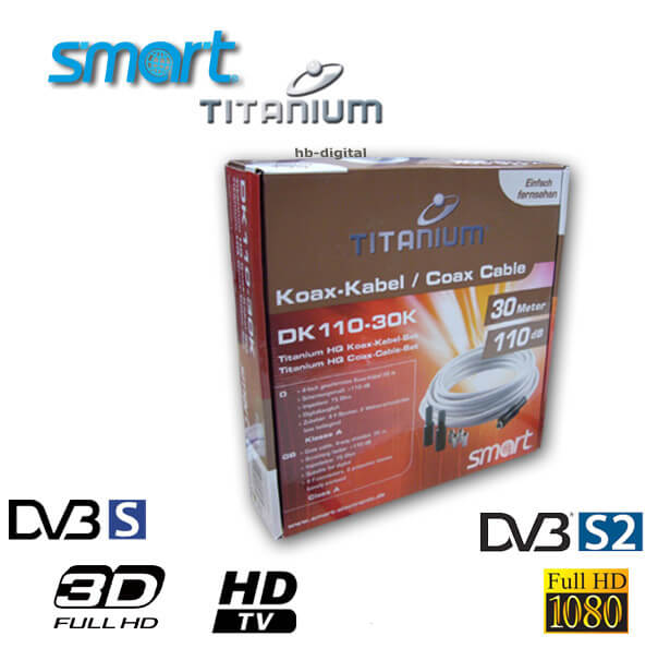 Class A Smart Titanium 30 m SAT Kabel 110dB HDTV 30m  